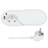 Solight 1z + USB A + C 20W PD vstavaná zásuvka s posuvným viečkom, 2m, matná biela