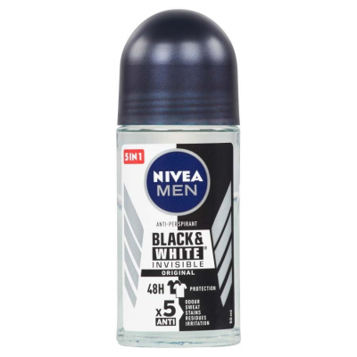 Nivea Starostlivosť Pre Mužov Men Guľôčkový Antiperspirant Invisible For Black & White Dezodorant Gulička 50 ml
