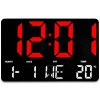 Nástenné digitálne hodiny bielo-červené podsvietenie, 25x16x2,7cm, E-CLOCK GH0717L