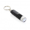 Kľúčenka s USB dobíjateľným svietidlom Globix z RCS plastu, čierna