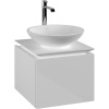 VILLEROY & BOCH Legato závesná skrinka pod umývadlo na dosku (umývadlo v strede), 1 zásuvka, 450 x 500 x 380 mm, Glossy White, B56500DH