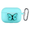 AppleMix Puzdro / obal pre Apple AirPods Pro - karabínka + motýlik - silikónové - svetlo modré