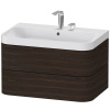 DURAVIT Happy D.2 Plus c-shaped závesná skrinka s nábytkovým umývadlom s dvomi otvormi, 2 zásuvky, 775 x 490 x 480 mm, orech kartáčovaný, HP4347E6969