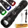 Taktická batéria. LED RGBW hliník. ručná lampa UV ZOOM