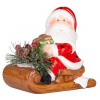 Dekorácia MagicHome Vianoce, Santa na saniach, LED, terakota, 12,6x8,5x11,5 cm