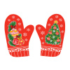 Vianočná Kuchynská chňapka - súprava 2ks rukavica s Vianočným motívom - VIANOČNÝ STROMČEK A GULE červená