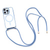 AppleMix Kryt pre Apple iPhone 15 Pro Max - Podpora MagSafe + šnúrka - gumový - priehľadný / modrý