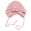 Pletená čiapočka na zaväzovanie bonetka Girl, Hand Made Baby Nellys, púdrová, 56/62 (0-3m)