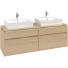 VILLEROY & BOCH Legato závesná skrinka pod dve umývadlá na dosku, 4 zásuvky, 1600 x 500 x 550 mm, Nordic Oak, B67700VJ