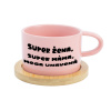 SUPER ŽENA, SUPER MAMA, MEGA UTRPENÁ - ružový hrnček s makrónkou 200 ml