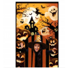 Dekorácia na dvere s oponou Strašidelný dom tekvice Halloween Party 145x240 cm
