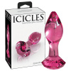 Icicles No. 79 kužeľové sklenené análne dildo ružové