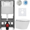 CERANO - Závesné WC s bidetom Cronus Standard - biela lesklá - tlačidlo Prime/Maxio, biele - voľne stojace - predstenová inštalácia / sadrokartón - 59,3x38,4 cm