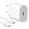Originální rychlá Samsung EP-TA800EWE 25W nabíječka USB-C + kabel bílá (Samsung 25W cestovní nabíječka EP-TA800EWE s USB-C výstupem a USB-C kabelem 1 m v bílé barvě)