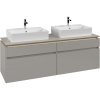 VILLEROY & BOCH Legato závesná skrinka pod dve umývadlá na dosku, 4 zásuvky, 1600 x 500 x 550 mm, Soft Grey, B67700VK