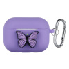 AppleMix Puzdro / obal pre Apple AirPods Pro - karabína + motýlik - silikónové - fialové