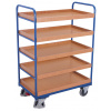 Variofit Vysoký policový vozík do 250 kg, 5 políc s ohranením, Variofit, ložná plocha 96 x 55 cm, do 250 kg, modrá/antracit Farba: modrá RAL5010