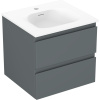 Mexen Orio, kúpeľňová skrinka 50 cm s umývadlom Vela, 2 zásuvky, grafitová matná/biela matná, 91A10-05047-2-BFF66-W23M01