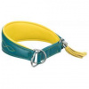 ACTIVE kožený obojok Comfort pre chrty petrolejová/žlutá S-M:33-42cm/60mm
