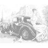 ZUTY Bodkovanie - DÁMA PRI RETRO AUTE Rámovanie: vypnuté plátno na rám, Rozmer: 80x100 cm