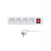 Solight prodlužovací přívod 3m, 4 zásuvky, vypínač, 16A/3680W, PVC, bílý (PP32X)