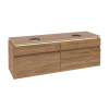 Villeroy & Boch Legato Umývadlová skrinka s LED osvetlením, 160x55x50 cm, 2 výrezy, Oak Kansas B600L0RH