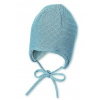 STERNTALER Čiapka pletená GOTS bavlnená podšívka na viazanie blue chlapec veľ. 43 cm- 5-6 m