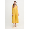 Ľanové šaty United Colors of Benetton 4AGHDV07C žltá S