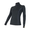 Dámske funkčné tričko s dlhým rukávom, stojačikom a zipsom SENSOR Merino Active čierna XL