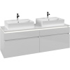 VILLEROY & BOCH Legato závesná skrinka pod dve umývadlá na dosku, 4 zásuvky, s LED osvetlením, 1600 x 500 x 550 mm, Glossy White, B677L0DH