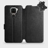 Kryt na mobil Flip púzdro na mobil Xiaomi Redmi Note 9 - Čierne - kožené - Black Leather (5903516288847)