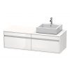 Duravit Ketho - Umývadlová skrinka 43x140x55 cm, pravá, 2 zásuvky, lesklá biela KT6697R2222