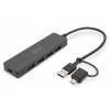 DIGITUS Digitus DA-70235 hub USB 3.2 Gen 1 (3.1 Gen 1) Type-A + Type-C 12000 Mbit/s Čierna (DA-70235)