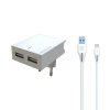 Nabíjacia súprava SWISSTEN 2v1 pre zariadenia Apple - adaptér EÚ (2x USB) a kábel Lightning 1,2 m - biely