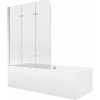 Mexen Cube vaňa obdĺžniková 170 x 80 cm s panelom a zástenou 3-krídlovou 120 cm, priehľadné sklo, chróm - 550517080X9012030100