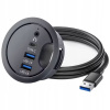 STOLOVÝ HUB 2x USB-A USB-C a JACK NA SLÚCHADLÁ DO OTVORU STOLA 60 mm