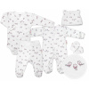 Baby Nellys 5-dielna súpravička do pôrodnice Vtáčiky - ecru/ružová, veľ. 68 Baby Nellys