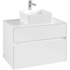 VILLEROY & BOCH Collaro závesná skrinka pod umývadlo na dosku (umývadlo v strede), 2 zásuvky, 800 x 500 x 548 mm, Glossy White, C03700DH