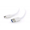 Gembird kábel USB 3.0 na USB-C M/M, prepojovací, 1,0m biely CCP-USB3-AMCM-1M-W