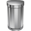 Pedálový odpadkový kôš Simplehuman – 45 l, polguľatý, matná oceľ, FPP, rám na vrecká