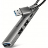 AXAGON HUE-STA, 4x USB ALU STRIP hub, 1x USB-A 5Gbps, 2x USB-A & 1x USB-C 480Mbps, kabel USB-A 12cm