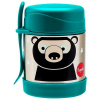 3 SPROUTS Stainless Steel Termoska na jedlo + vidlička 3 Sprouts Bear Teal 350 ml
