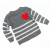 Detský sveter - Iný sveter (móda Natalia)) 134 biela, červená, mäta, šedá (Siwy Sveter so srdcom so srdcom 134/140)