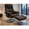 Relaxačné kreslo s podnožkou Felini, hnedá látka v optike kože