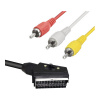 Kábel SCART - 3xCINCH M/M 2m s prepínačom