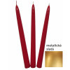 Sviečka kónická 24cm metalická zlatá 10ks