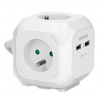 Prodlužovací kabel kostka 4G ORNO OR-AE-13144/W, 4x 230V, 2x USB nabíjecí, přívod 1,4m, bílá