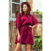 Numoco SOFIA Motýlie šaty so zaväzovaním v páse - Vínová farba 287-18 Farba: Bordó, Veľkosť: S/M