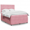 Box spring postel s matrací růžová 140x190 cm samet Růžová 3294633