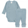 Zavinovacie rebrované body + tepláčky, 2D sada MBaby, mätové, veľ. 62, 62 (2-3m)